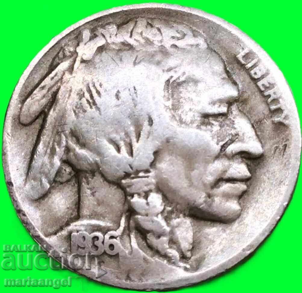 SUA 5 cenți 1936 F Buffalo nichel - 7 SUA 5 cenți 1936 F Buffalo nichel - 7