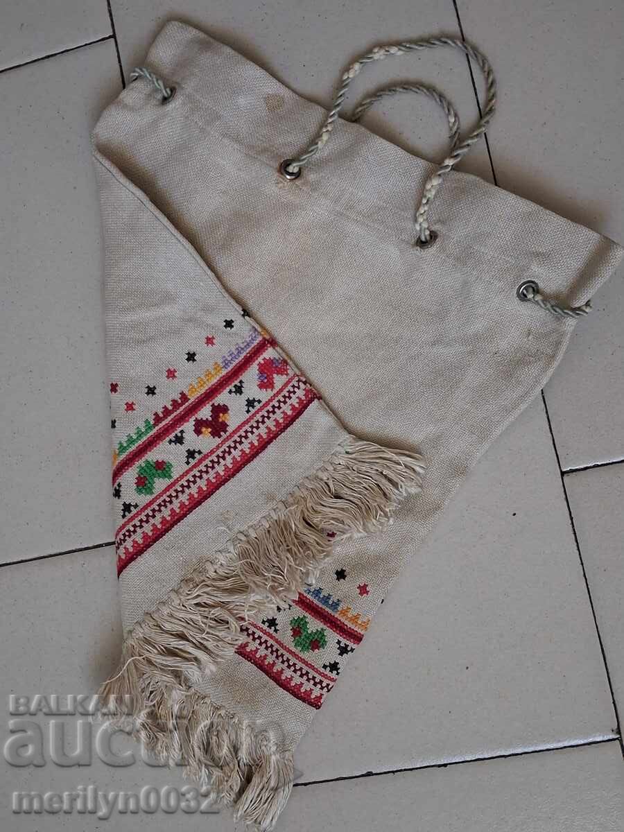 Geantă veche țesută cu broderie - 6