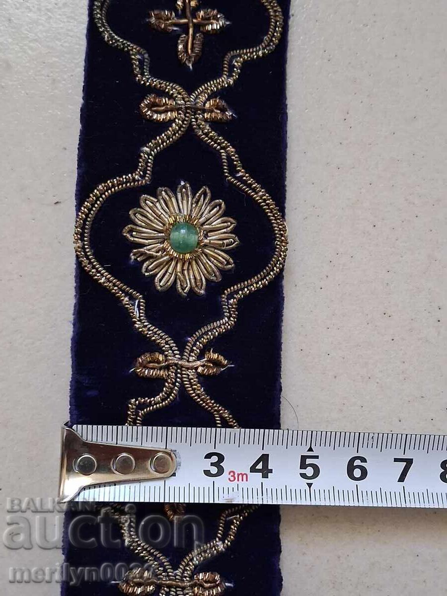 Livrarea Curea veche din catifea pentru pafti, fir, brâu, curea costum popular Livrarea Curea veche din catifea pentru pafti, fir, brâu, curea costum popular