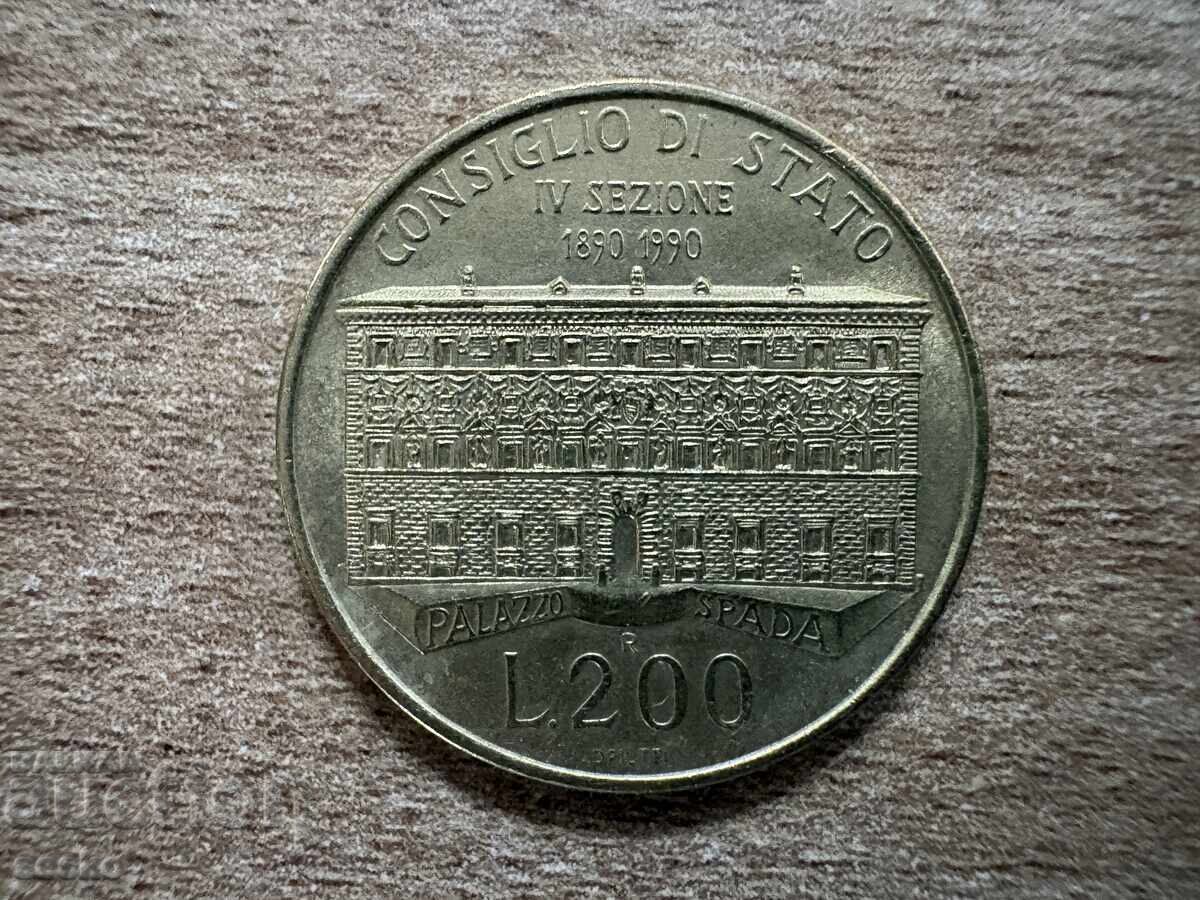 Italia - 200 lire (1990) - 100 de ani de la înființarea