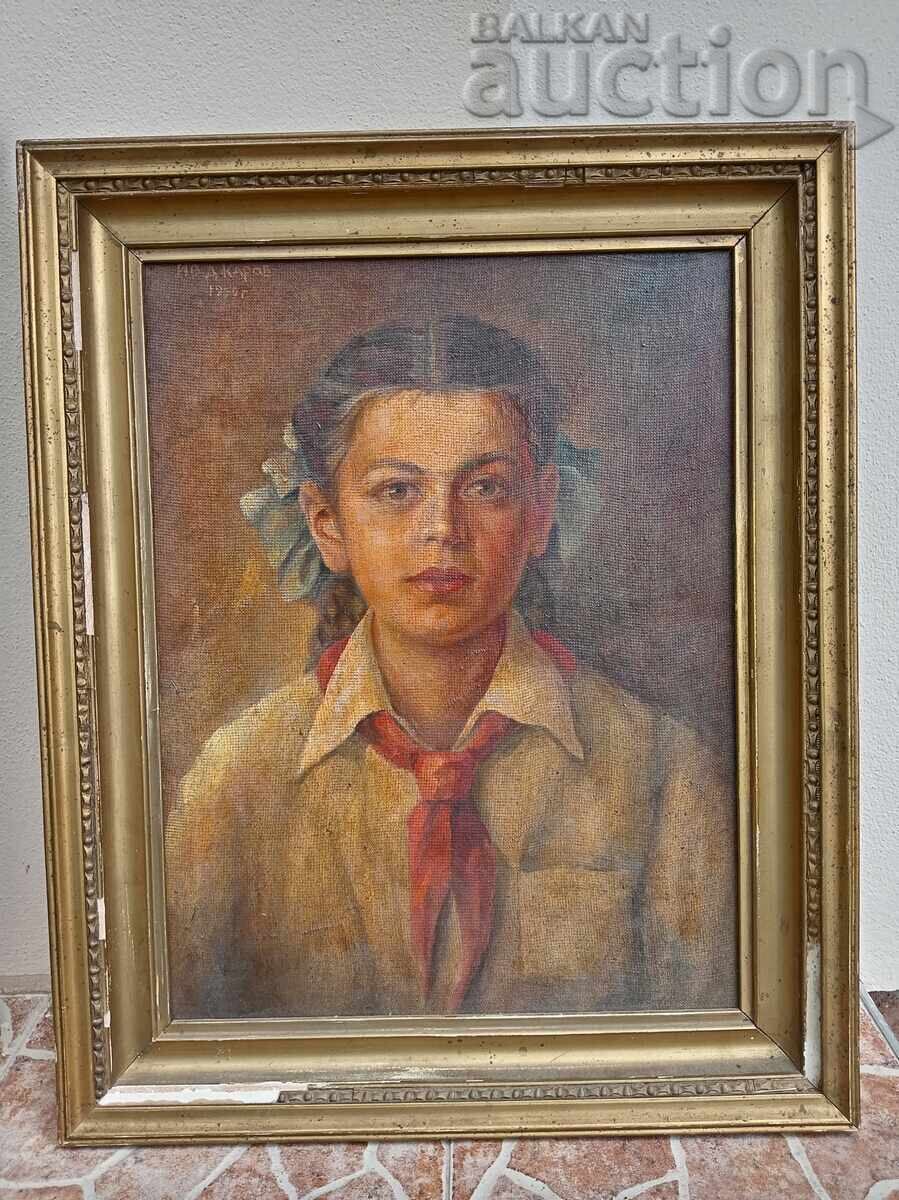 Auction  Socialist realism communism 50s PIONEER GIRL