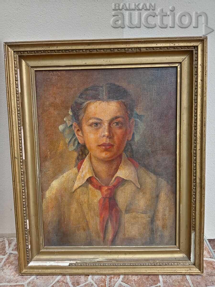 Socialist realism communism 50s PIONEER GIRL - 5