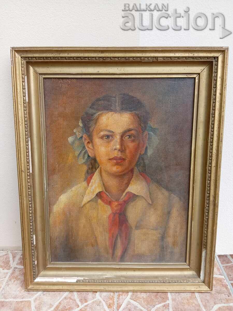 Socialist realism communism 50s PIONEER GIRL