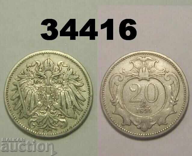 Austria 20 Heller 1894