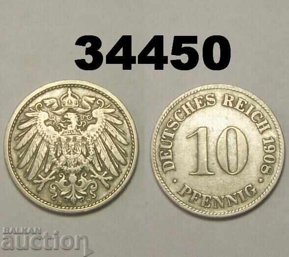 Germania 10 pfennigi 1908 D