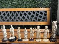 8 Japanese, Chinese bone figurines-okimono, 1900-1940