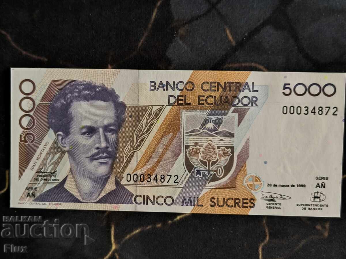Bancnota - Ecuador - 5000 Sucres UNC | 1999