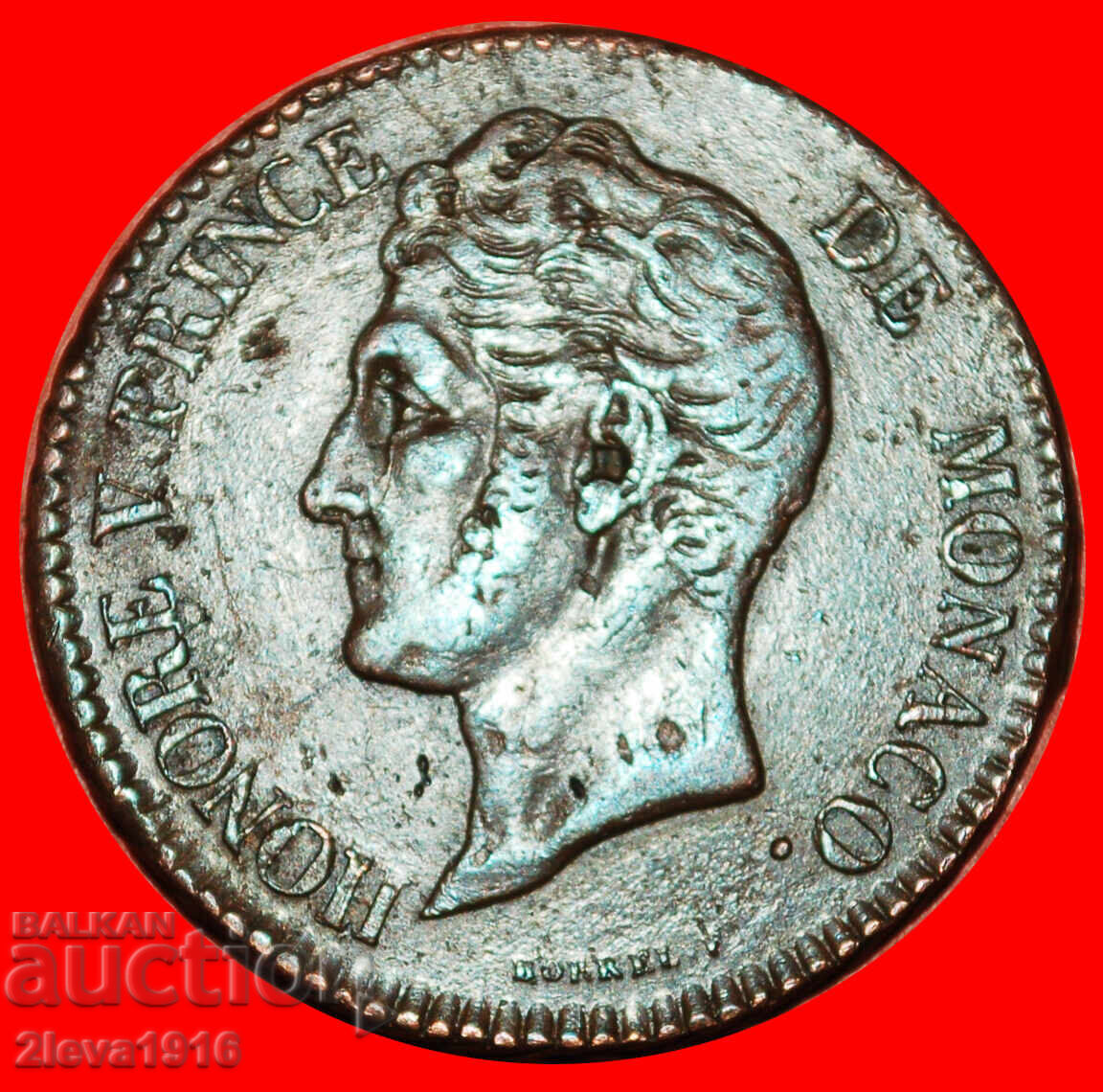 МЕД 1837-1838: МОНАКО ★ 5 САНТИМА 1837MC! РЯДКА!