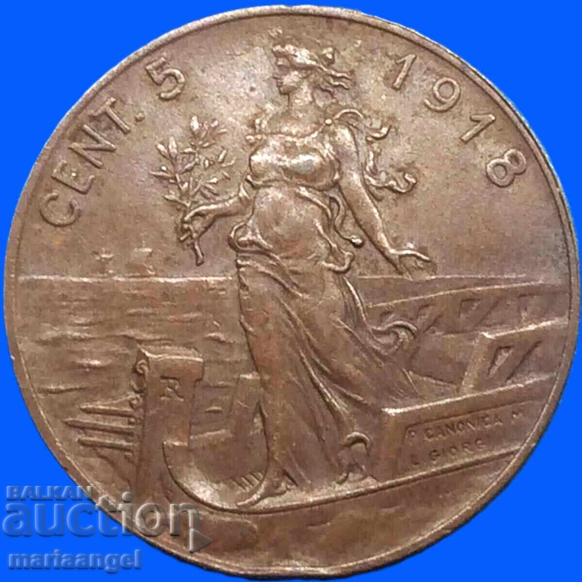 Ιταλία 5 λεπτά 1918 24 χιλ. Μεγάλο χαλκό - 7