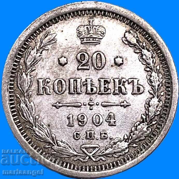 Auction  Russia 20 kopeks 1904 AR silver