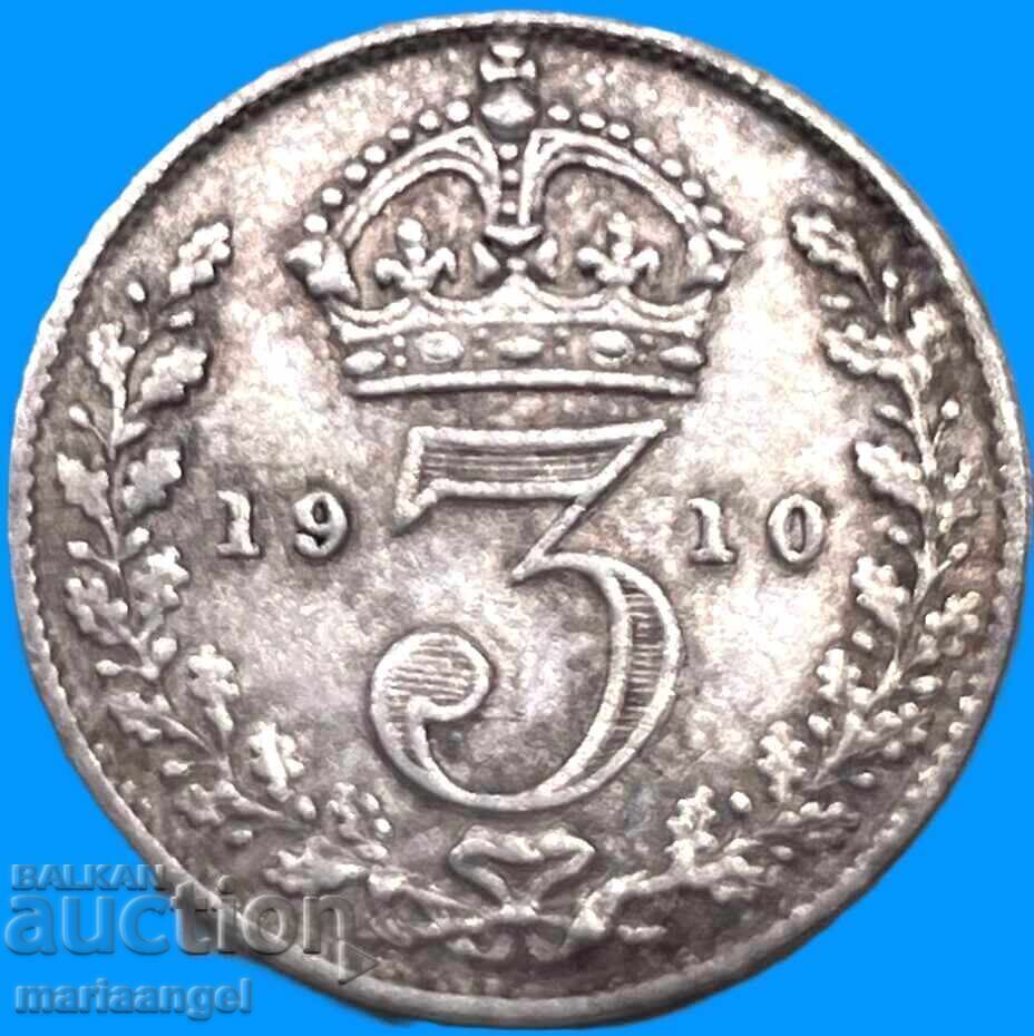 3 пенса 1910 Великобритания  Джордж V сребро