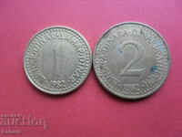 1 și 2 dinari 1982 Iugoslavia