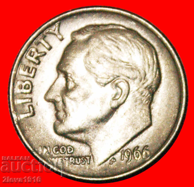 NU ESTE ARGINT 1946-2025:SUA★10 CENȚI 1966 ROOSEVELT 1858-1945