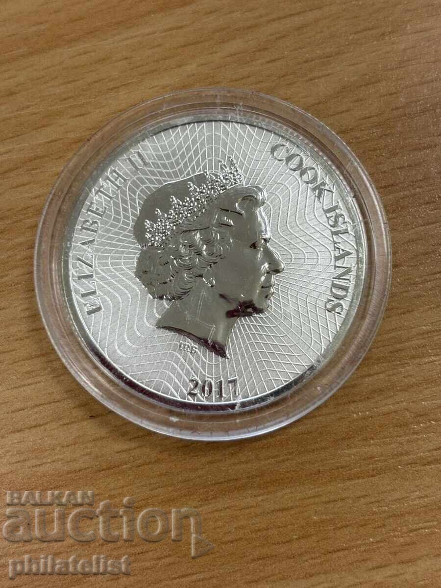 Insulele Cook - 1 dolar – navă, 1 OZ – Monedă de argint BU - 5