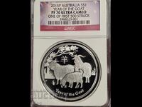2015 Australia Lunar Capra PROOF Top grade NGC PF70UCAM