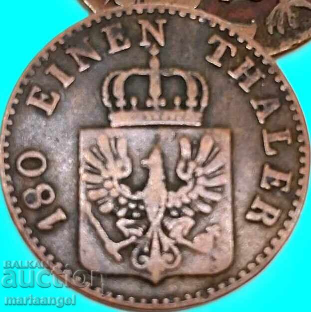 2 пфенига 1853 Прусия Германия медна монета с цена € 5.80 | 11.34 лв. 2 пфенига 1853 Прусия Германия медна монета с цена € 5.80 | 11.34 лв.