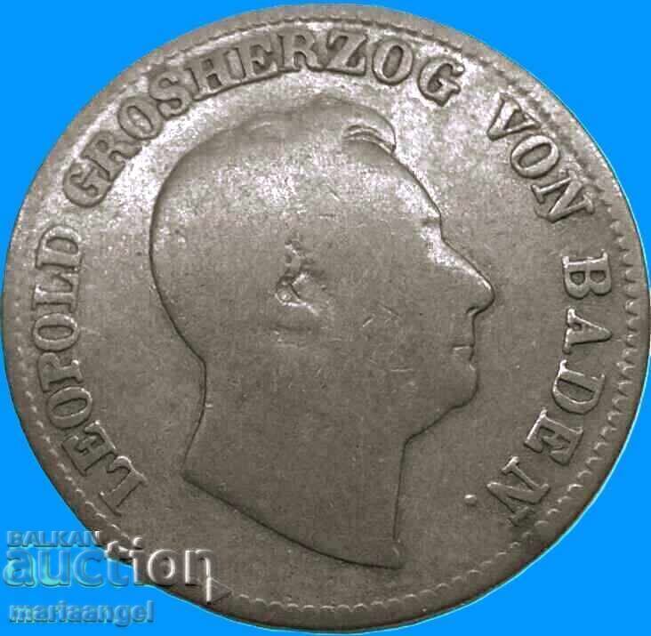 1 Kreuzer 1852 Baden Germany Grand Duke Leopold - 5