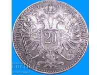 20 kreĭtseri 1868 Austria Franz Joseph argint