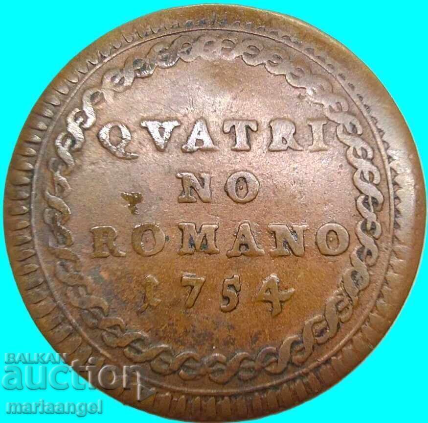 Quatrino Romano 1754 Vatican Benedict al XIV-lea - RR - 5