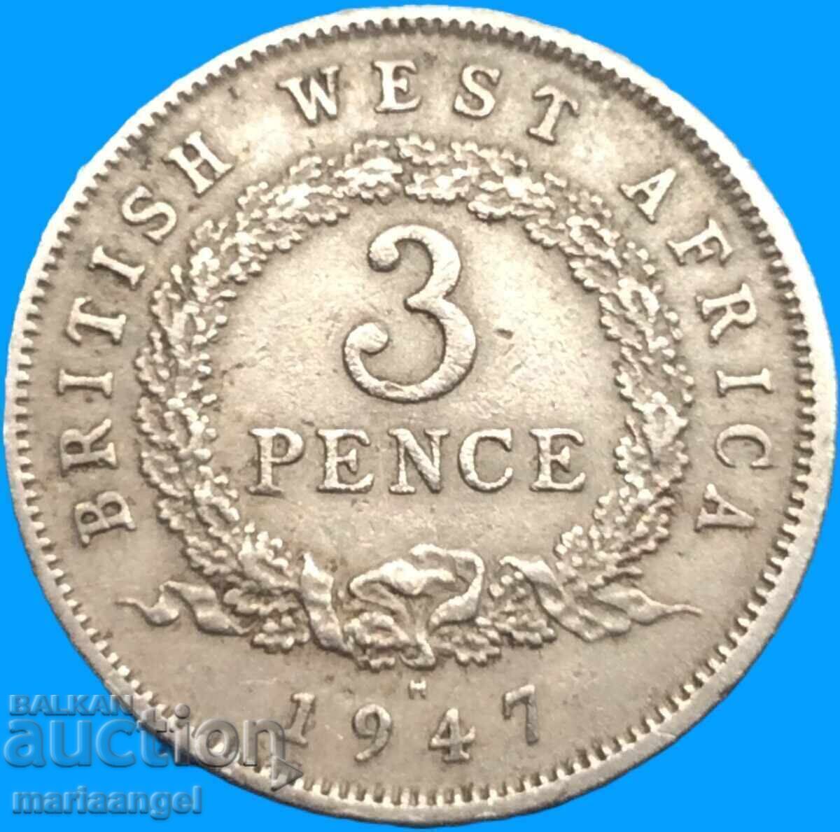 Βρετανική Δυτική Αφρική 3 πένες ασήμι 1947 Βρετανική Δυτική Αφρική 3 πένες ασήμι 1947