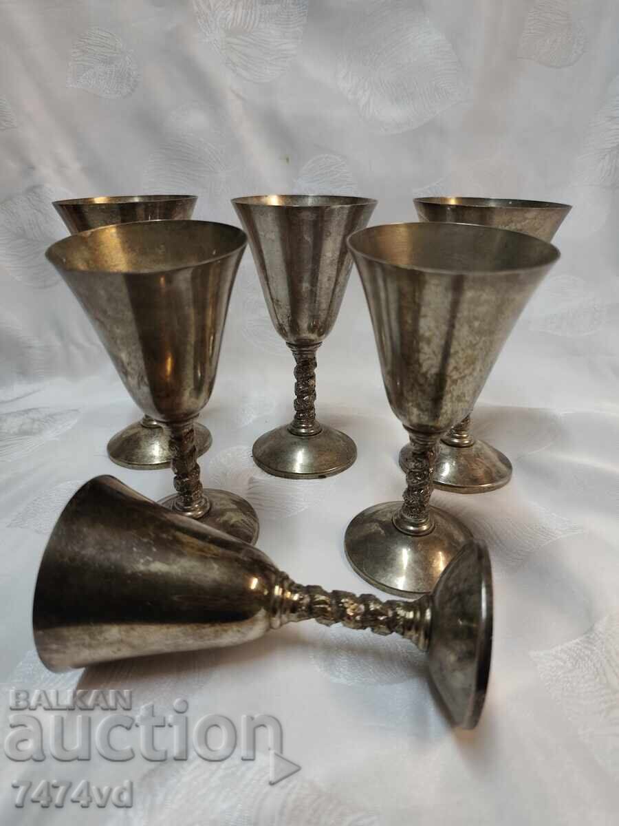 Set de 6 cupe înalte argintate cu ornamente - 7