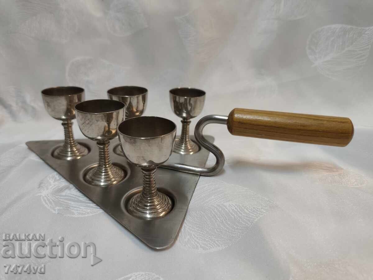 Retro serving set "Mistriya" with liqueur/rakia glasses