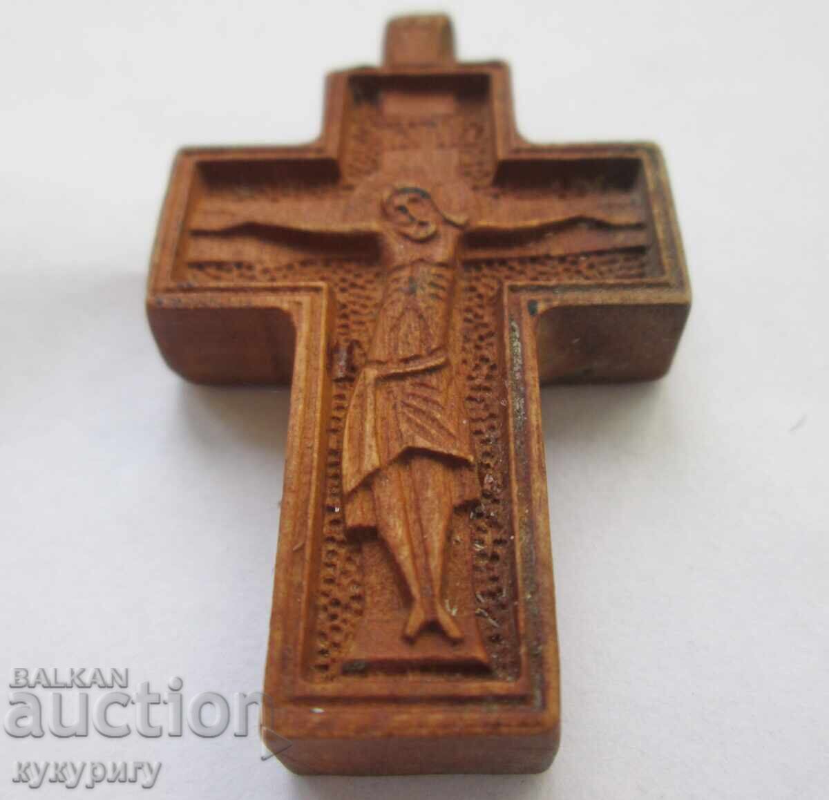 Auction  Old wooden cross small cross wood carving crucifix pendant