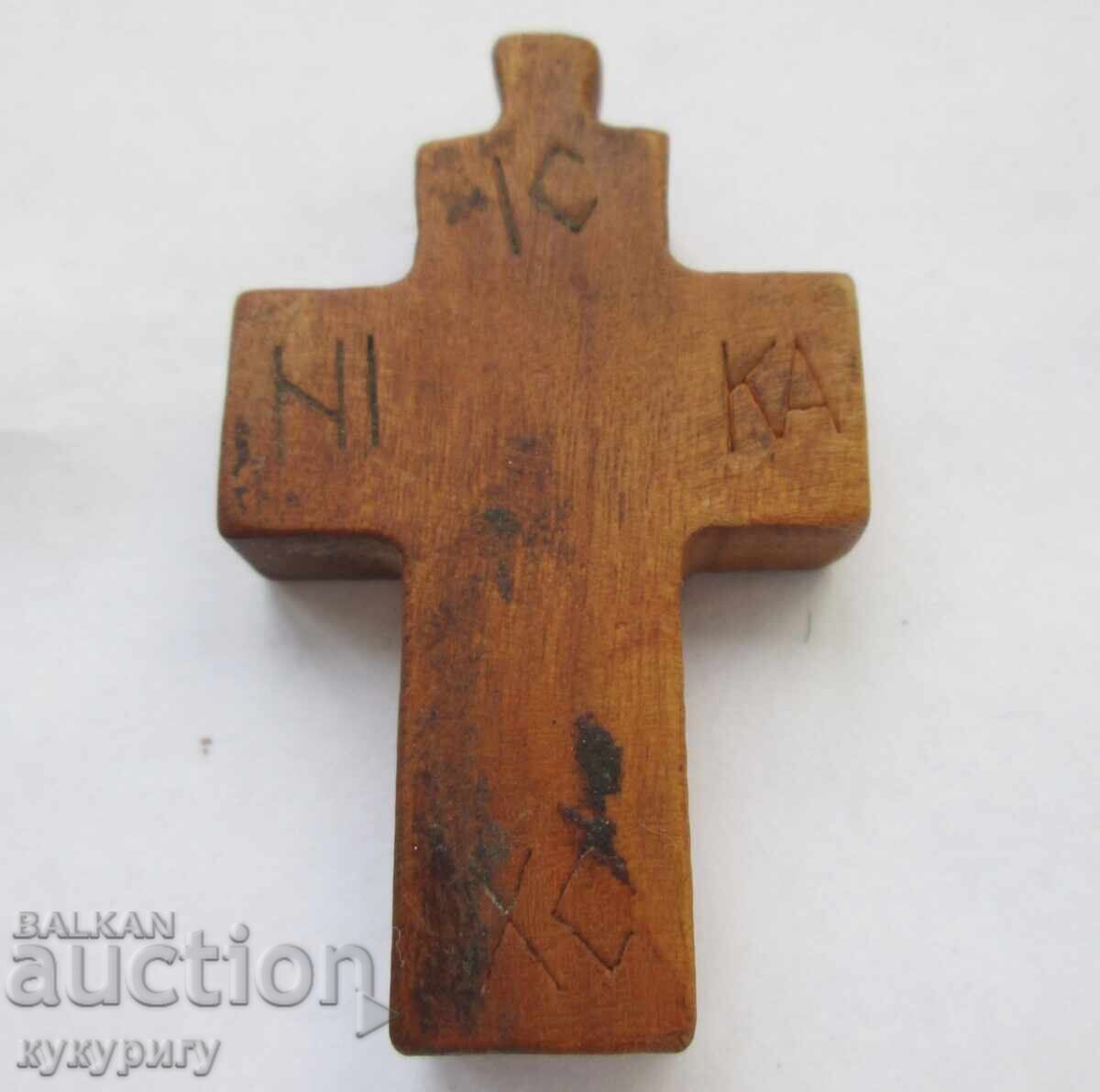 Old wooden cross small cross wood carving crucifix pendant - 5