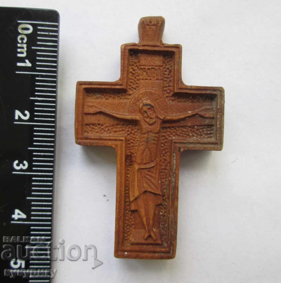 Old wooden cross small cross wood carving crucifix pendant - 6