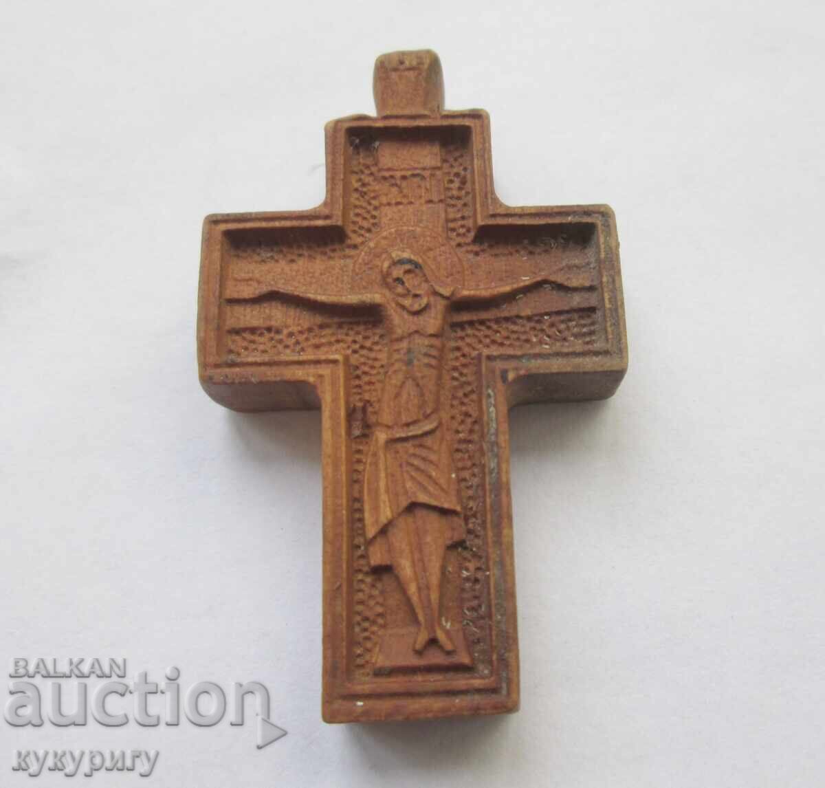 Old wooden cross small cross wood carving crucifix pendant