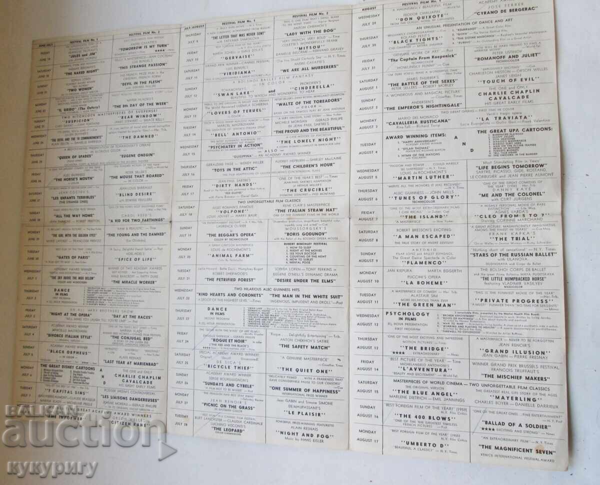 Livrarea Program vechi de film festivalul de film THALIA Broadway 1964