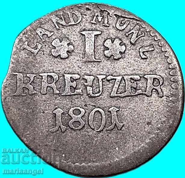 1 Kreuzer 1801 Hesse-Darmstadt Γερμανία Ludwig X Silver με τιμή € 14.90 | 29.14 BGN