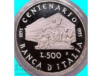 500 lire 1993 Italia Banca Centrală Jubileu 100 de ani PROOF