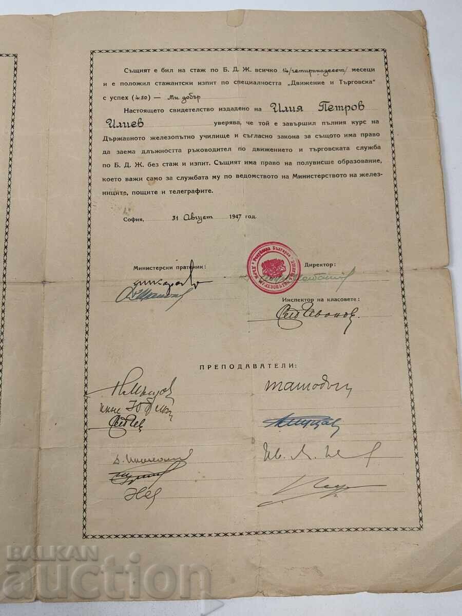 Доставка на 1947 РЯДКО - ЖЕЛЕЗОПЪТНО УЧИЛИЩЕ СВИДЕТЕЛСТВО ЗАВЪРШЕН КУРС