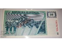 SPECIMEN. UNC. Bancnotă din Slovenia 10 Tolari 1990