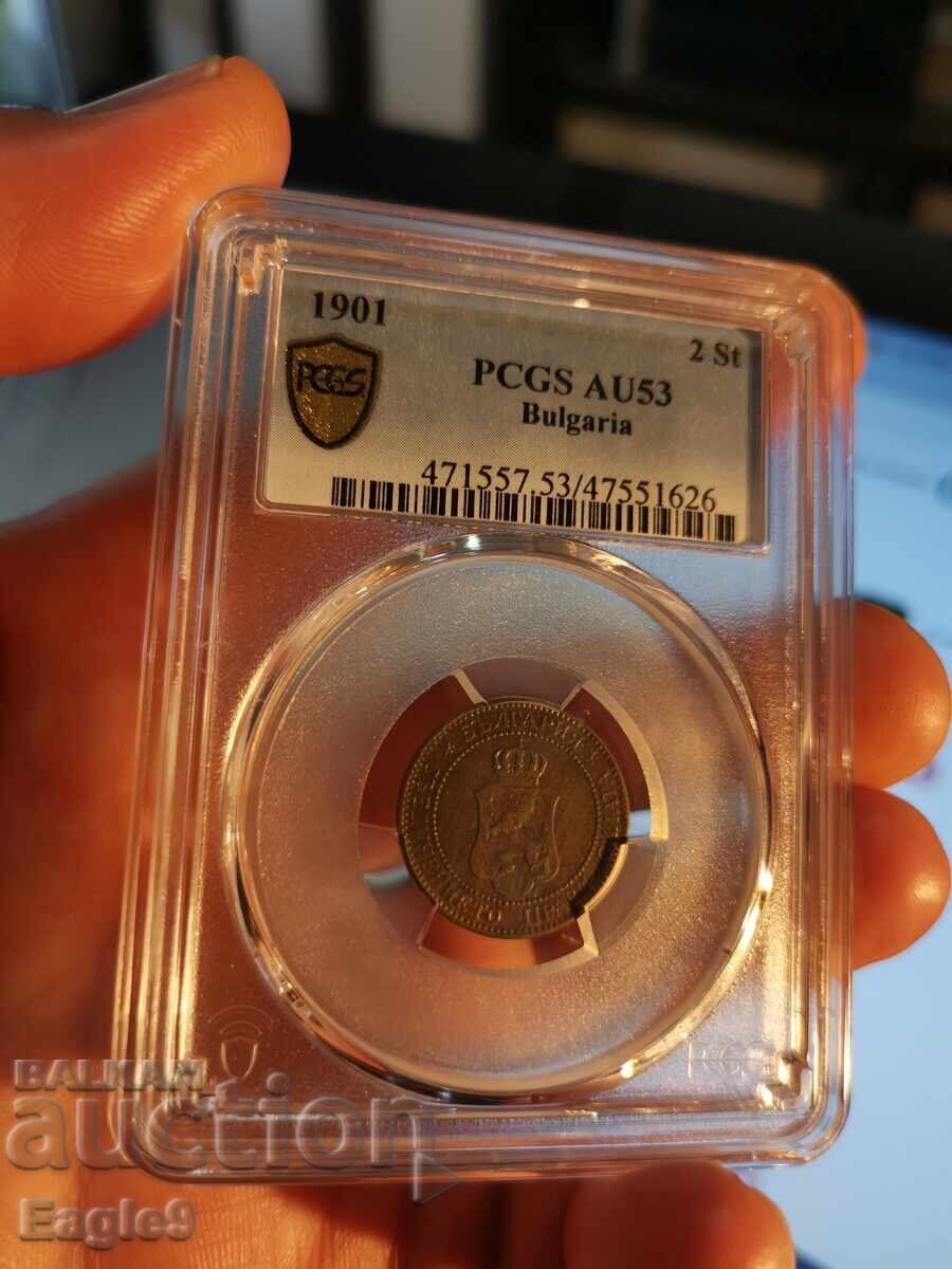 2 stotinki 1901, AU53