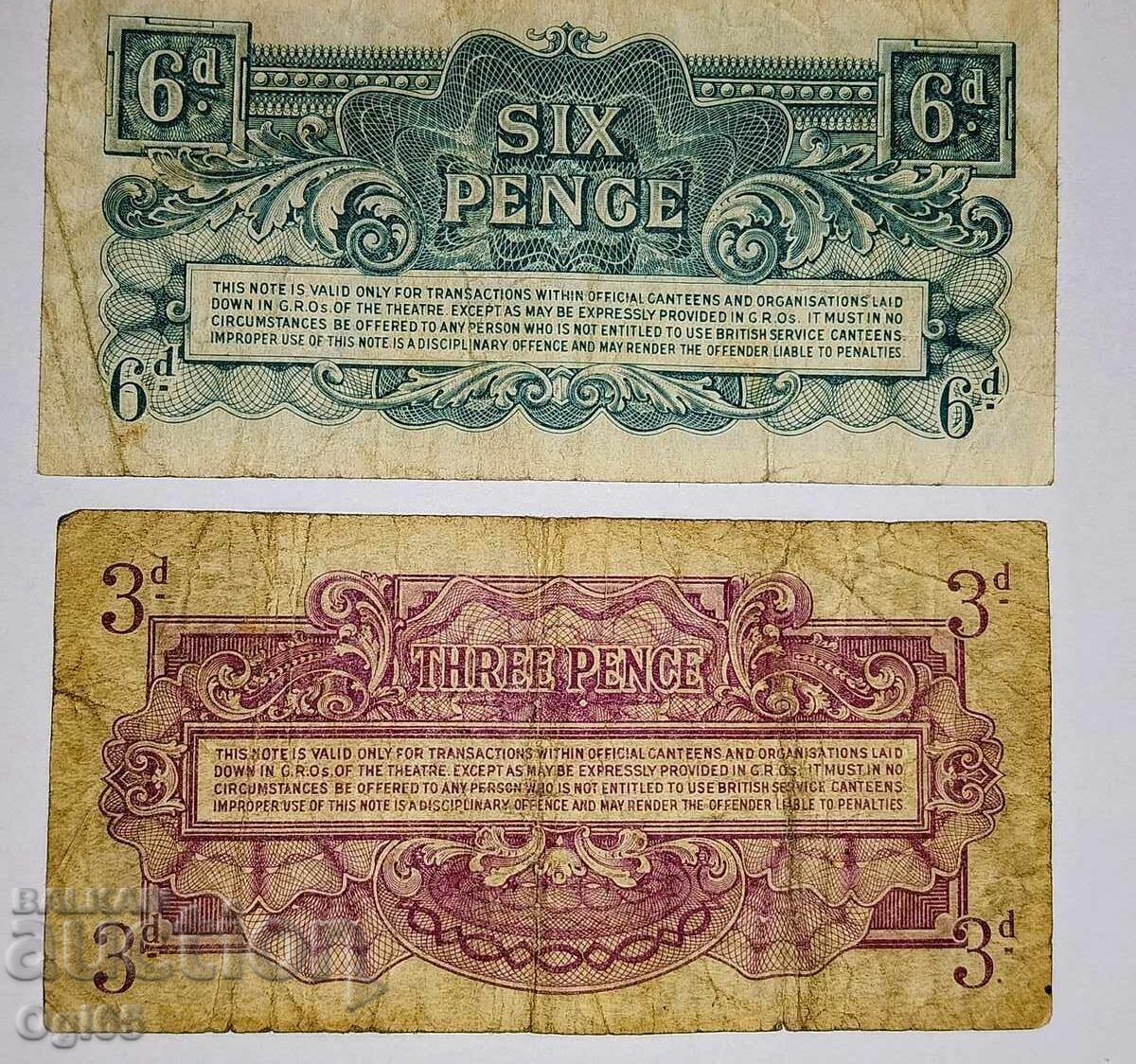 Два Броя рядки Военни Банкноти от Великобритания.1946 година с цена € 15.00 | 29.34 лв.