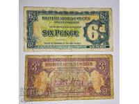 Două bancnote militare rare din Marea Britanie, anul 1946