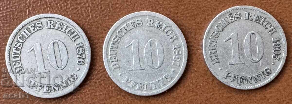 10 pfennig 1876/1891/1905