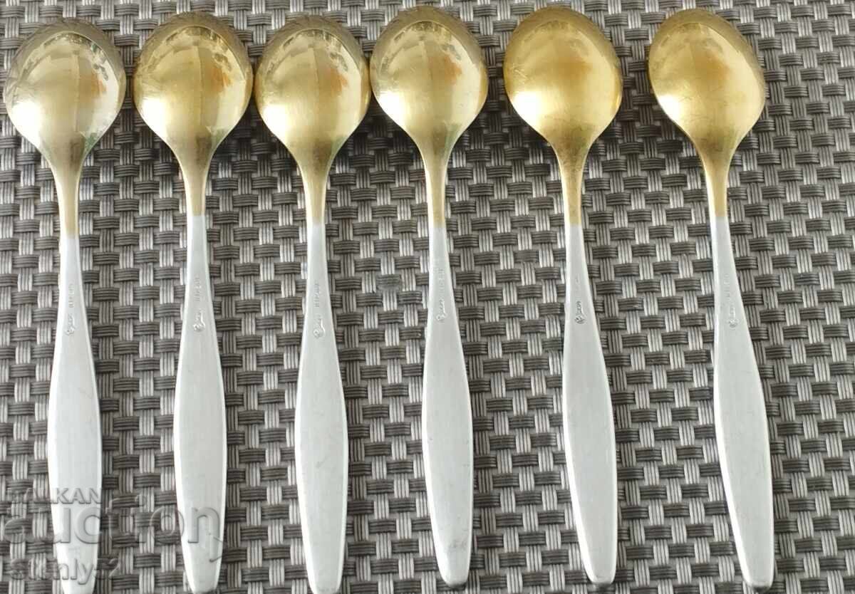 6 buc linguri de cosin URSS cu aurire pentru ceai, cafea, inghetata cu preț € 42.00 | 82.15 BGN