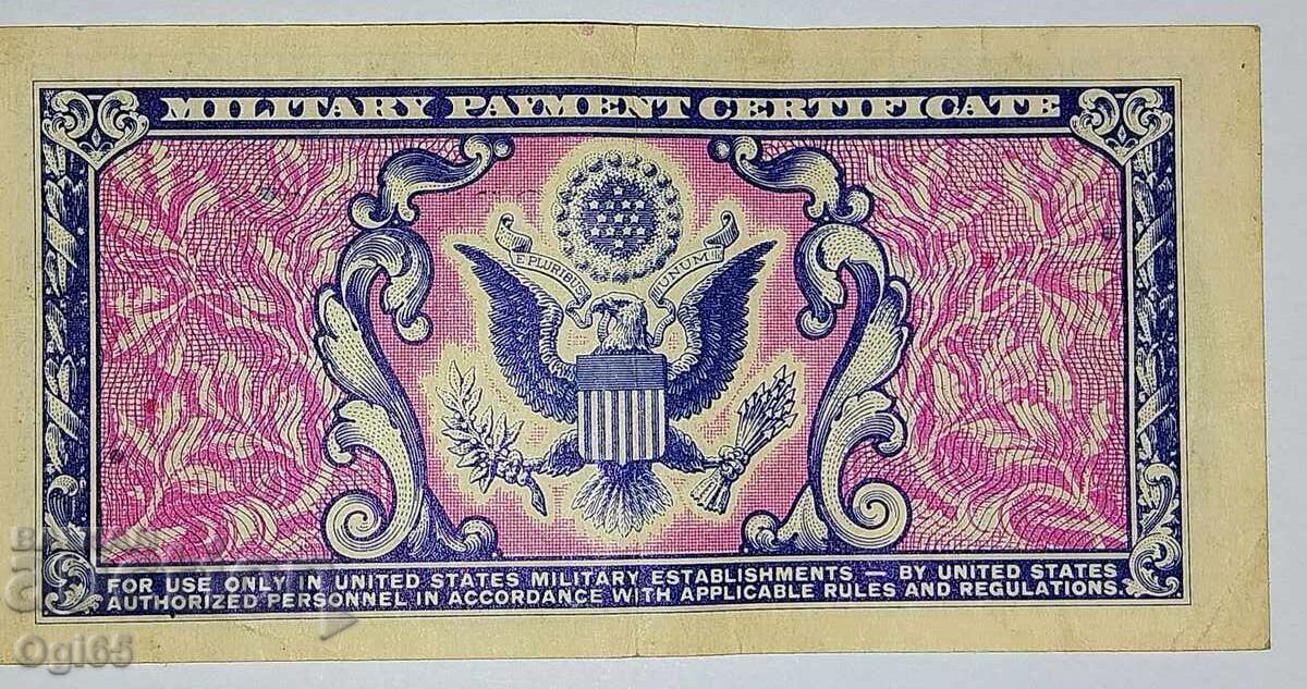 UNC.  Стара Военна банкнота от САЩ 5 Цента 1951 година.