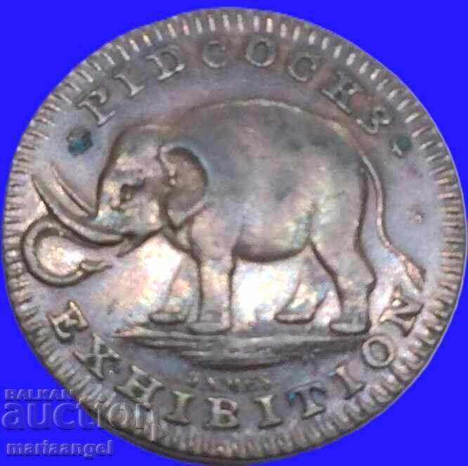 Marea Britanie 1 Farthings 1795-1801 Pidcock's token RARE - 5