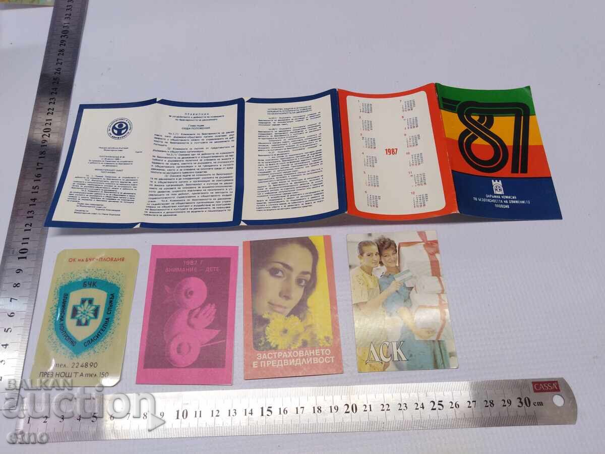 1987 ANUL - CALENDARE VECHI - 5 BUCĂȚI, calendar, calendar mic