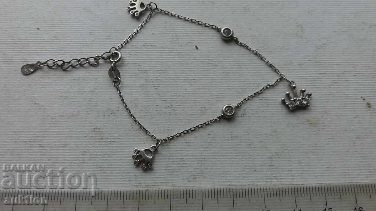 ELEGANT SILVER WOMEN'S BRACELET WITH A PENDANT - 5