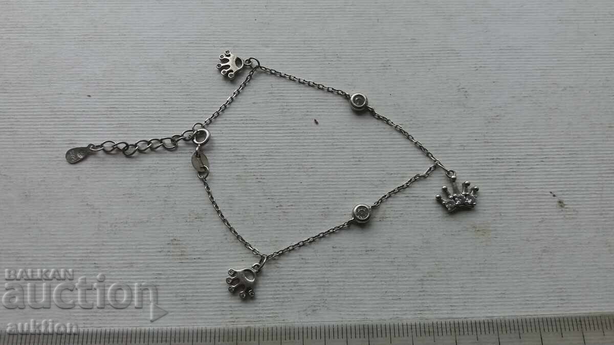 ELEGANT SILVER WOMEN'S BRACELET WITH A PENDANT - 6