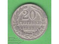 (¯`'•.¸ 20 Stotinki 1888 BULGARIA ¸.•'´¯)