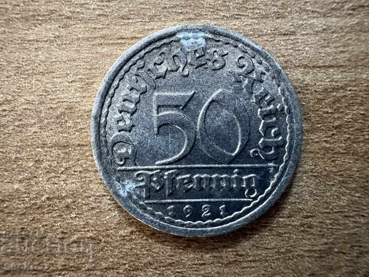 Germania - 50 pfennigi (1921) - F Germania - 50 pfennigi (1921) - F