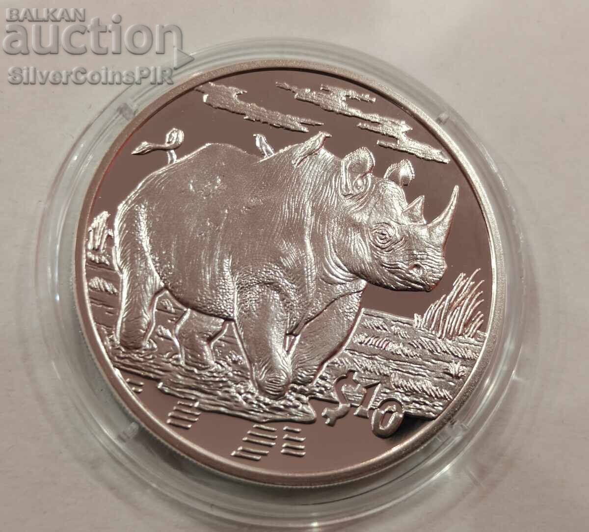 Licitație Argint 10$ Rinocer 2007 Sierra Leone