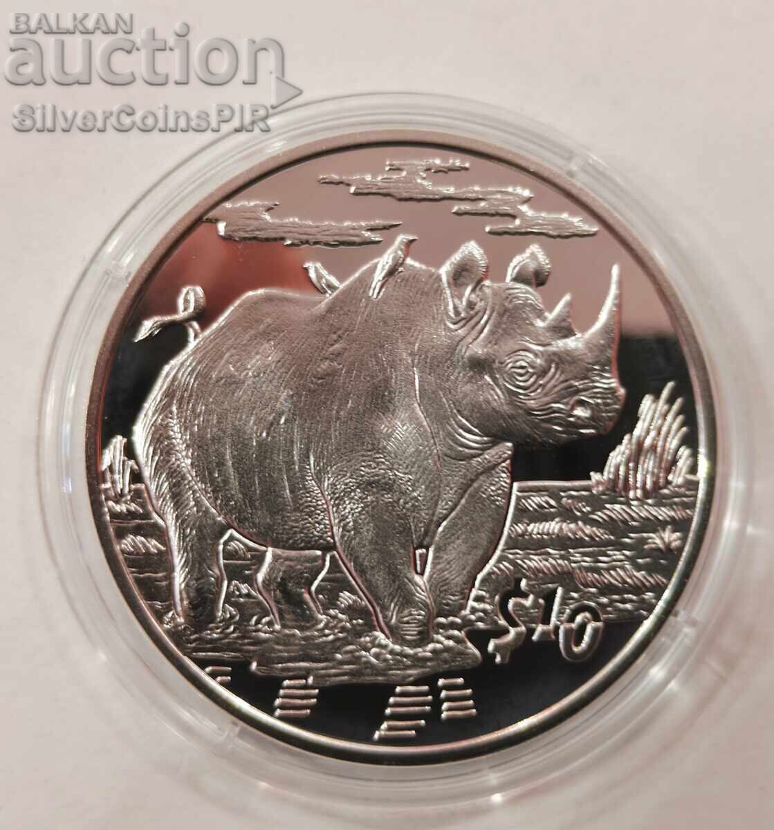 Argint 10$ Rinocer 2007 Sierra Leone