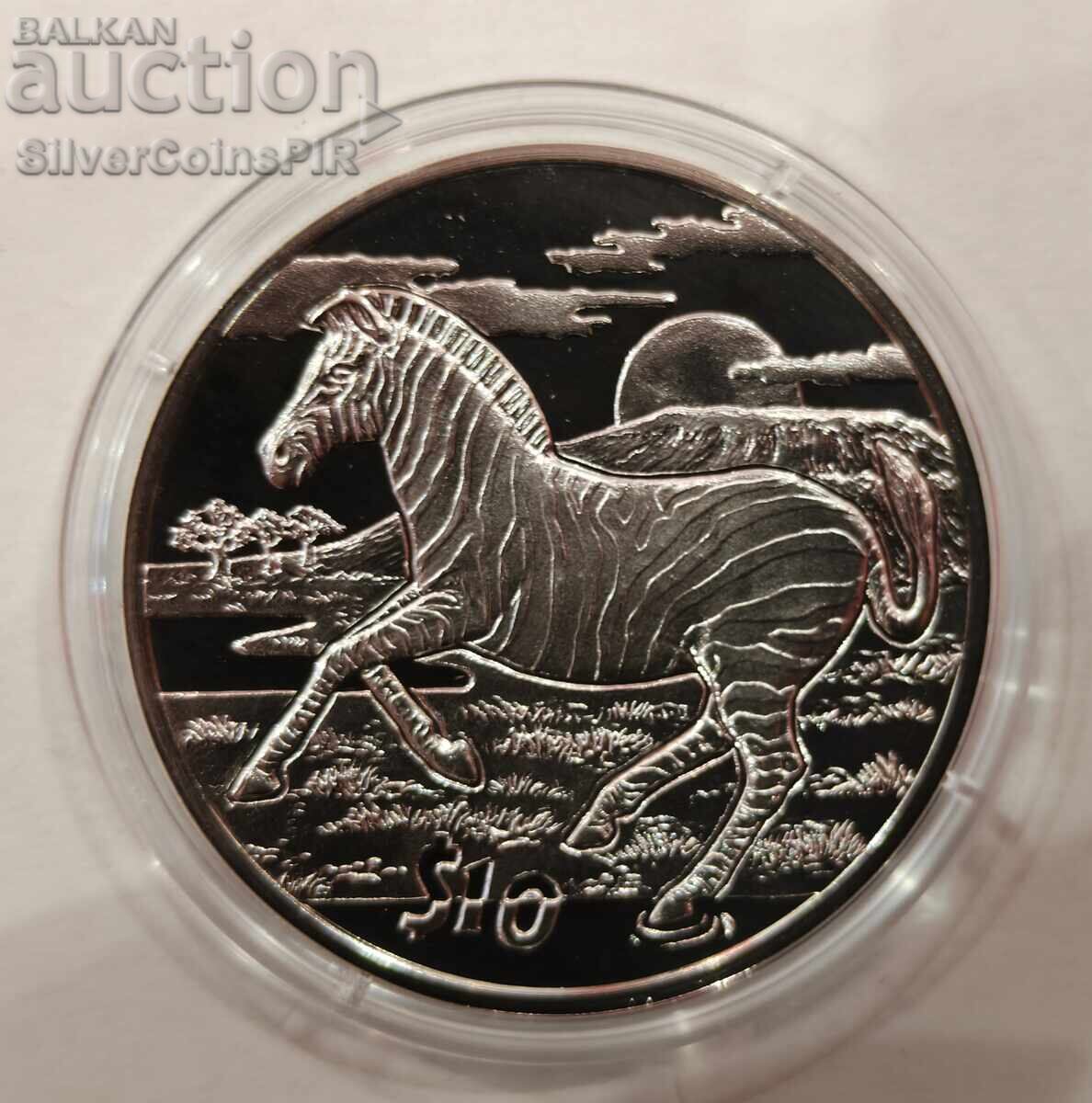 Ασημένιο νόμισμα 10$ Ζέβρα 2007 Σιέρρα Λεόνε με τιμή € 78.00 | 152.56 BGN